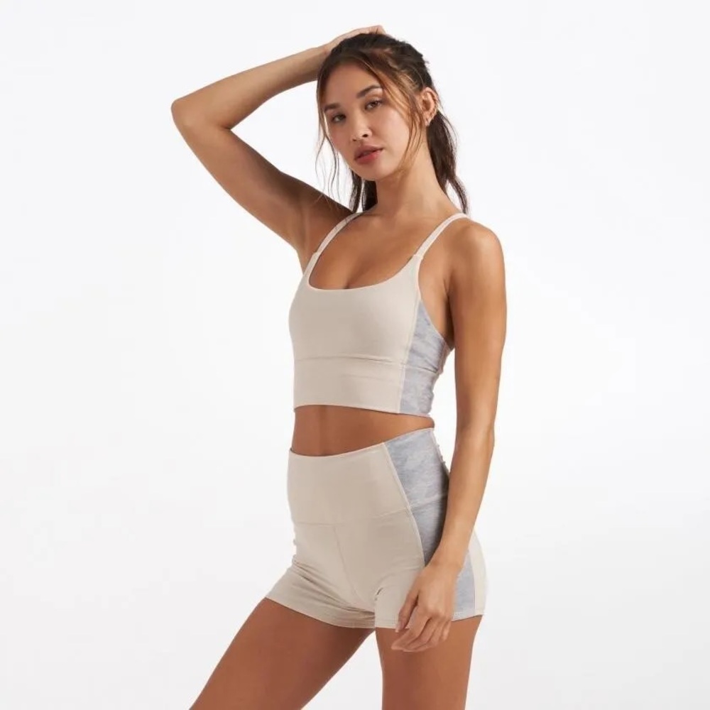 Vuori Dune Heather Elevation Shorty Biker Shorts & Bra Set